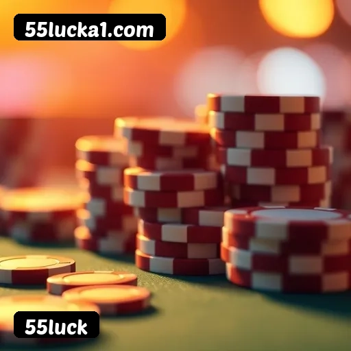 App 55luck para iOS e Android — interface mobile, login biométrico e PIX integrado